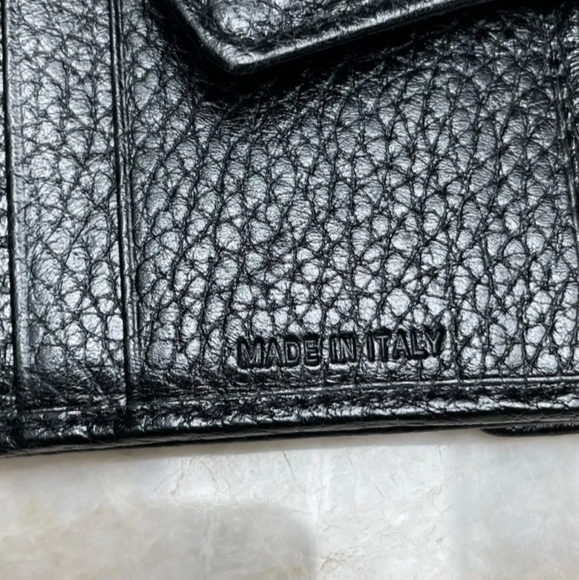 BALLY Black Pebbled Leather Bifold Snap Wallet Made In Italy Mens Women's Unisex - Picture 9 of 13